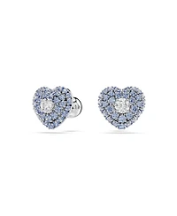 Swarovski Heart, Blue, Rhodium Plated Hyperbola Stud Earrings