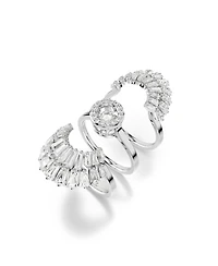 Swarovski Mixed Cuts, Shell, White, Rhodium Plated Idyllia Ring Set, 3 Piece
