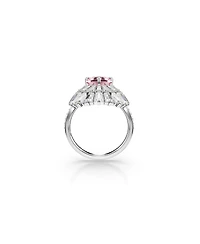 Swarovski Mixed Cuts, Shell, Pink, Rhodium Plated Idyllia Cocktail Ring