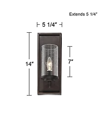 Nobel Industrial Rustic Wall Light Sconce Bronze Hardwired 5 1/4" Fixture Clear Seedy Cylinder Glass Shade for Bedroom Bedside Bathroom Vanity Li