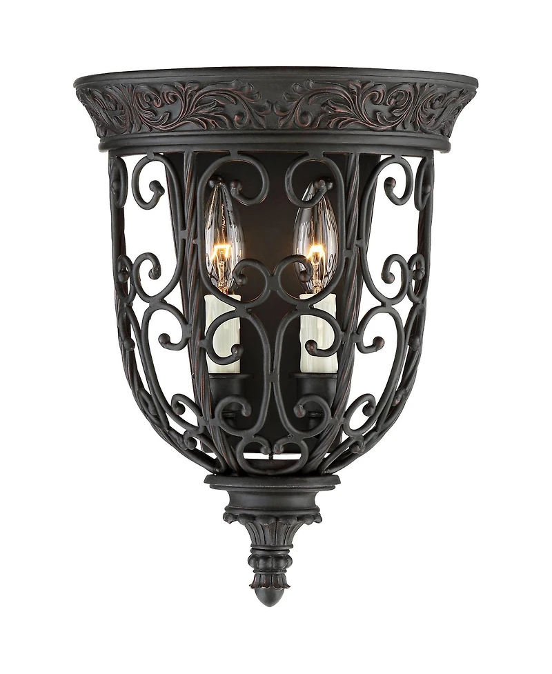 Franklin Iron Works French Scroll Rustic Wall Light Sconce Rubbed Bronze Hardwire 10 1/2" Fixture for Bedroom Bathroom Vanity Reading Living Room