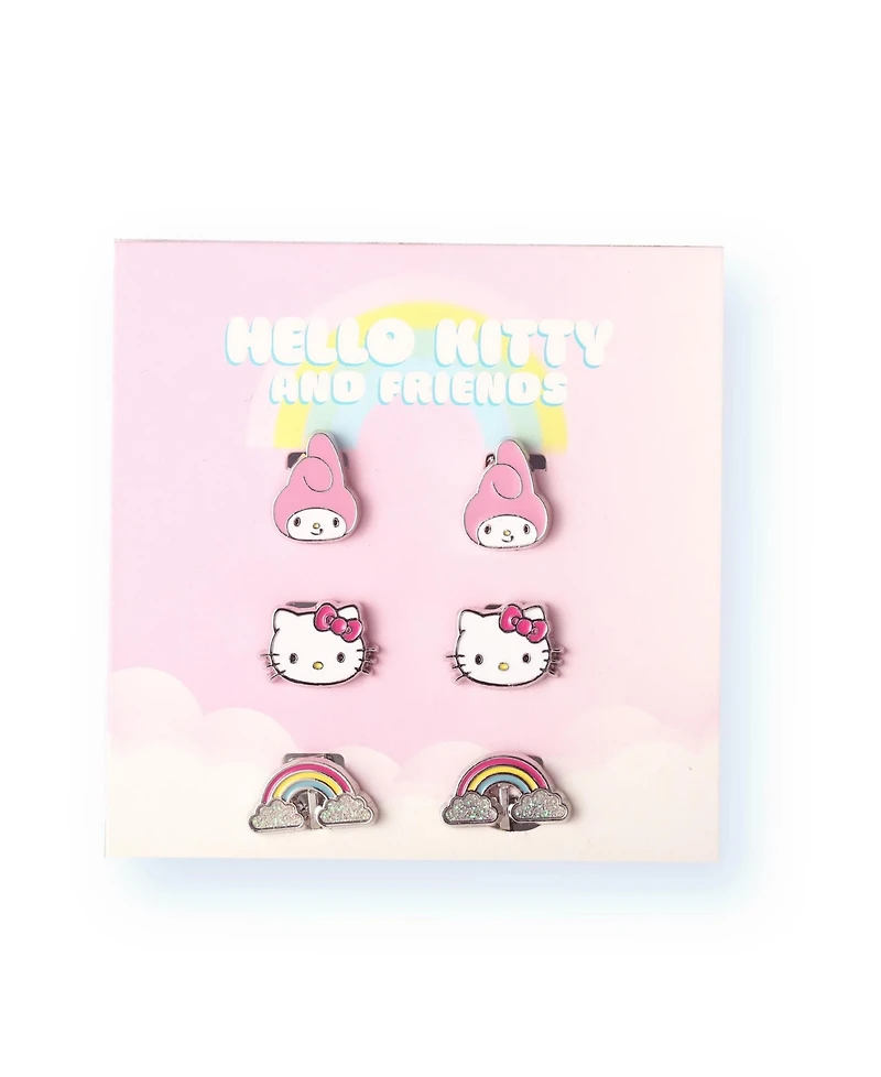 Sanrio Hello Kitty and Friends Clip On Earrings 3-Pack - Rainbow, My Melody and Hello Kitty Earrings…