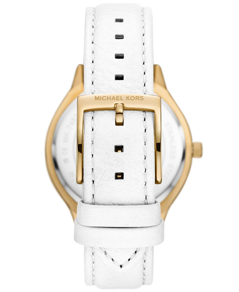 Michael Kors Women's Slim Runway Three-Hand White Leather Watch 38mm