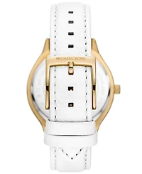 Michael Kors Women's Slim Runway Three-Hand White Leather Watch 38mm