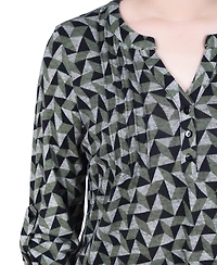 Ny Collection Women's 3/4 Roll Sleeve Top