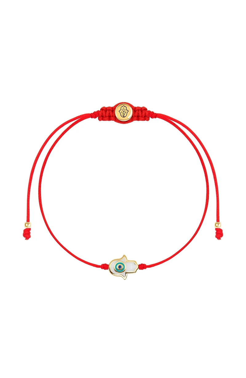Charismatic Personality - White Enamel Hamsa Red String Bracelet