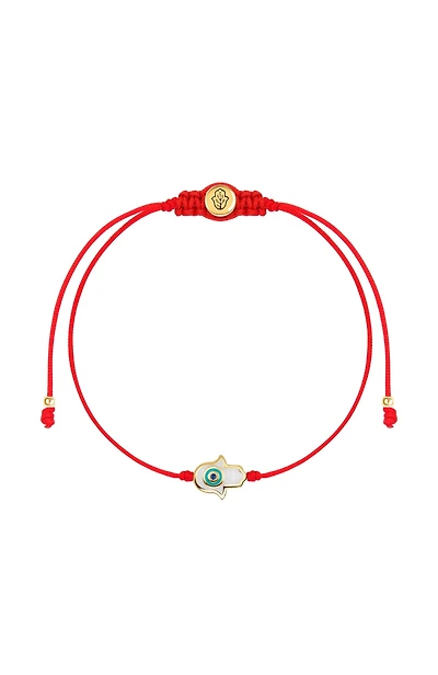 Charismatic Personality - White Enamel Hamsa Red String Bracelet