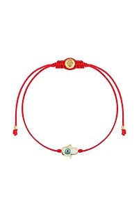 Charismatic Personality - White Enamel Hamsa Red String Bracelet