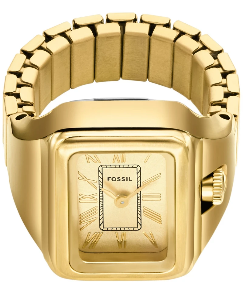 Fossil Women's Raquel Two-Hand Gold-Tone Stainless Steel Ring Watch 14mm