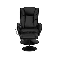Massaging Multi-Position Plush Recliner Chair With Side Pocket And Ottoman