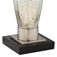 Regency Hill Landro Modern Mid Century Table Lamps 27 1/2" Tall Set of 2 Mercury Glass Black Drum Shade for Bedroom Living Room Bedside Office Fa
