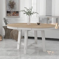 Streamdale Furniture Oak Wood Farmhouse Dining Table with Extendable Leaf