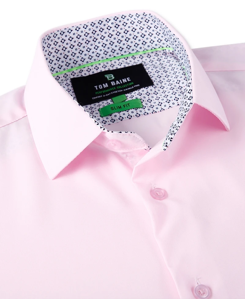 Men's Slim Fit Short Sleeve Performance Button Down Dress Shirt