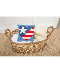 8" x 8" Patriotic American Flag July 4th Hooked Petite Throw Pillow Red White and Blue