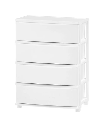 Iris Usa 4 Wide Drawer Storage, Organizer Unit for Bedroom, Closet, Living Room, Nursery, Dorm, White Frame with Matte White Front Panels, Set of 1
