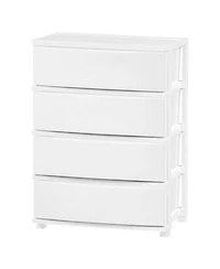 Iris Usa 4 Wide Drawer Storage, Organizer Unit for Bedroom, Closet, Living Room, Nursery, Dorm, White Frame with Matte White Front Panels, Set of 1