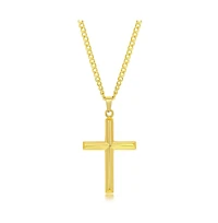 Stainless Steel or Gold Plated over Polished 3D Cross Necklace