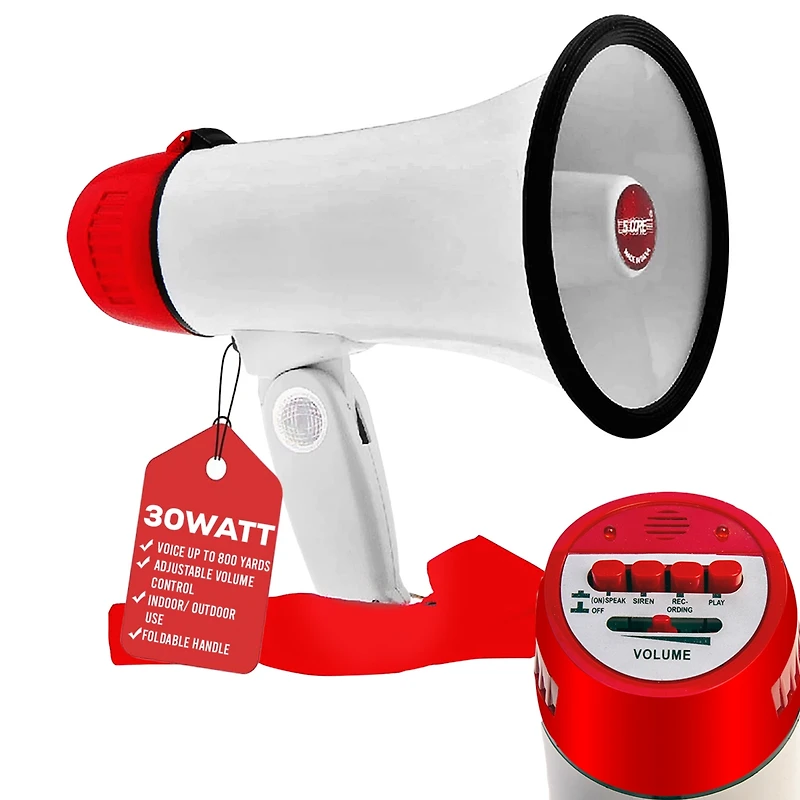 5 Core Megaphone Bullhorn Speaker 30W Mini Bull Horn Battery Power Cheer Megafono 800 Feet Range Loudspeaker 6R