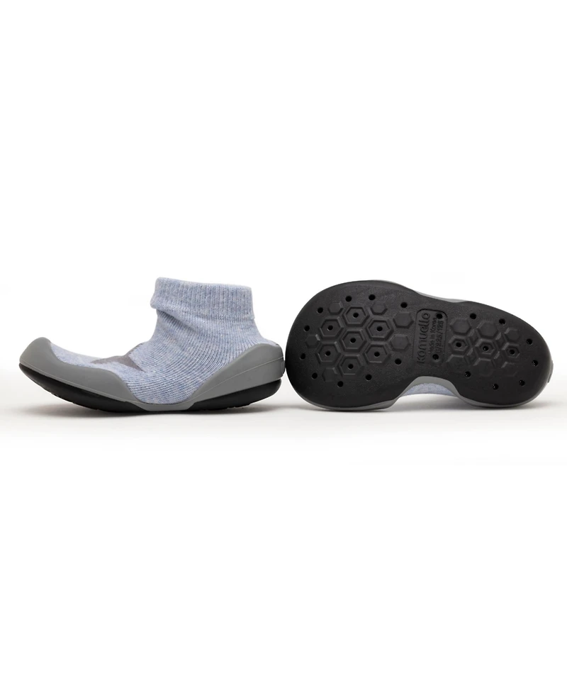 Komuello's Baby Girl Boy First Walk Sock Shoes Twinkle - Heather Blue
