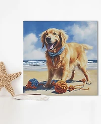 Madison Park Beach Dogs Golden Retriever Canvas Wall Art