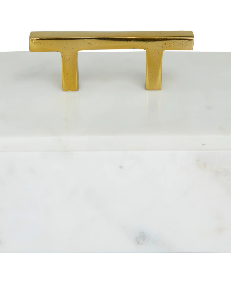 Rosemary Lane Real Marble Box with Gold-Tone Handle Set of 3 - 12", 10", 8" W