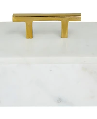 Rosemary Lane Real Marble Box with Gold-Tone Handle Set of 3 - 12", 10", 8" W
