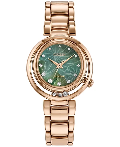 Citizen Eco-Drive Women's Arcly Diamond (1/10 ct. t.w.) Rose Gold-Tone Stainless Steel Bracelet Watch 30mm