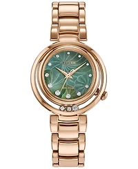 Citizen Eco-Drive Women's Arcly Diamond (1/10 ct. t.w.) Rose Gold-Tone Stainless Steel Bracelet Watch 30mm