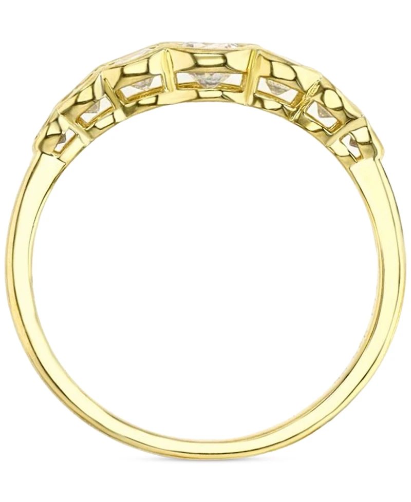 Cubic Zirconia Graduated Bezel-Set Ring Sterling Silver