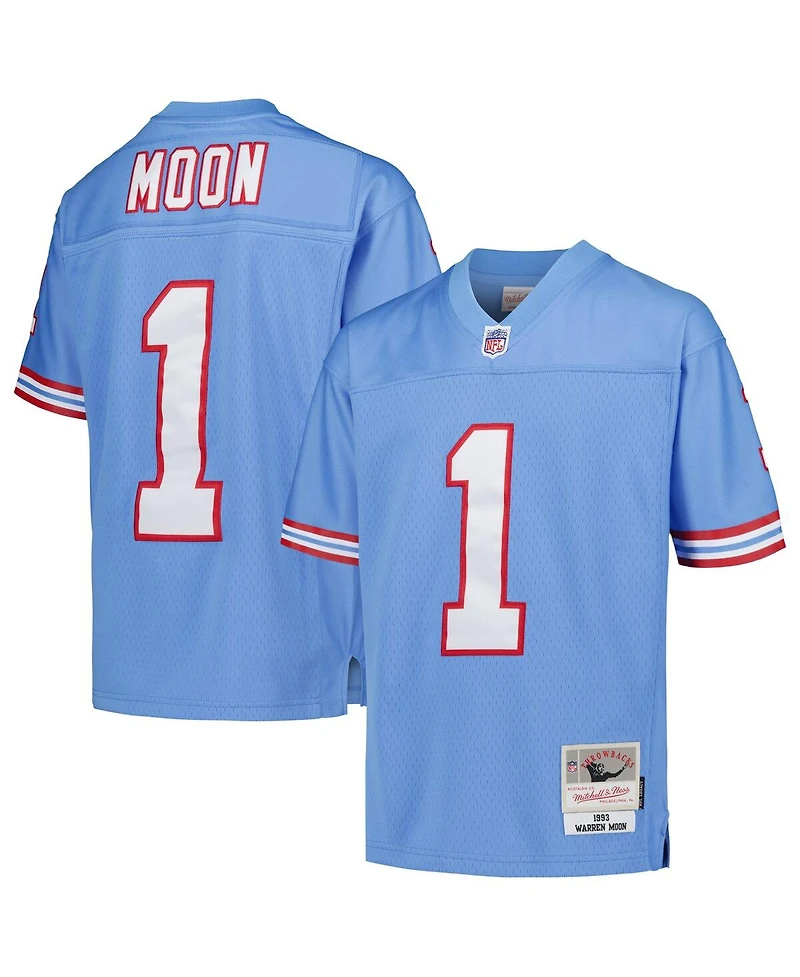 Big Boys Mitchell & Ness Warren Moon Light Blue Houston Oilers Gridiron Classics 1993 Retired Player Legacy Jersey