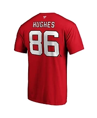Men's Fanatics Jack Hughes Red New Jersey Devils Big and Tall Name Number T-shirt