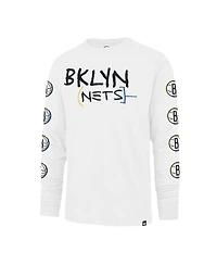 Men's '47 Brand White Brooklyn Nets City Edition Downtown Franklin Long Sleeve T-shirt