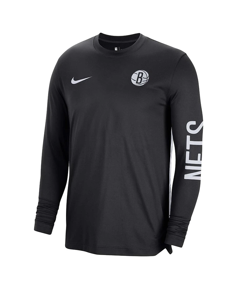 Men's and Women's Nike Black Brooklyn Nets 2023/24 Authentic Pregame Long Sleeve Shooting Shirt