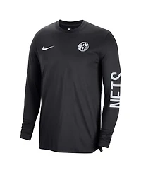 Men's and Women's Nike Black Brooklyn Nets 2023/24 Authentic Pregame Long Sleeve Shooting Shirt