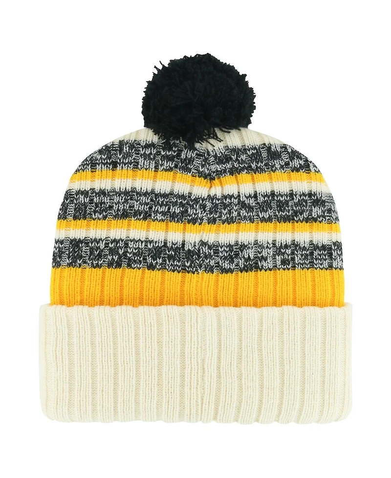 Men's '47 Brand Cream Pittsburgh Penguins Tavern Cuffed Knit Hat with Pom