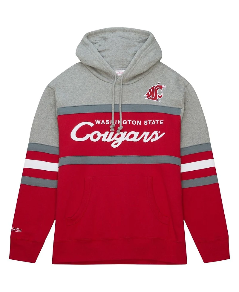 Men's Mitchell & Ness Red Washington State Cougars Head Coach Pullover Hoodie