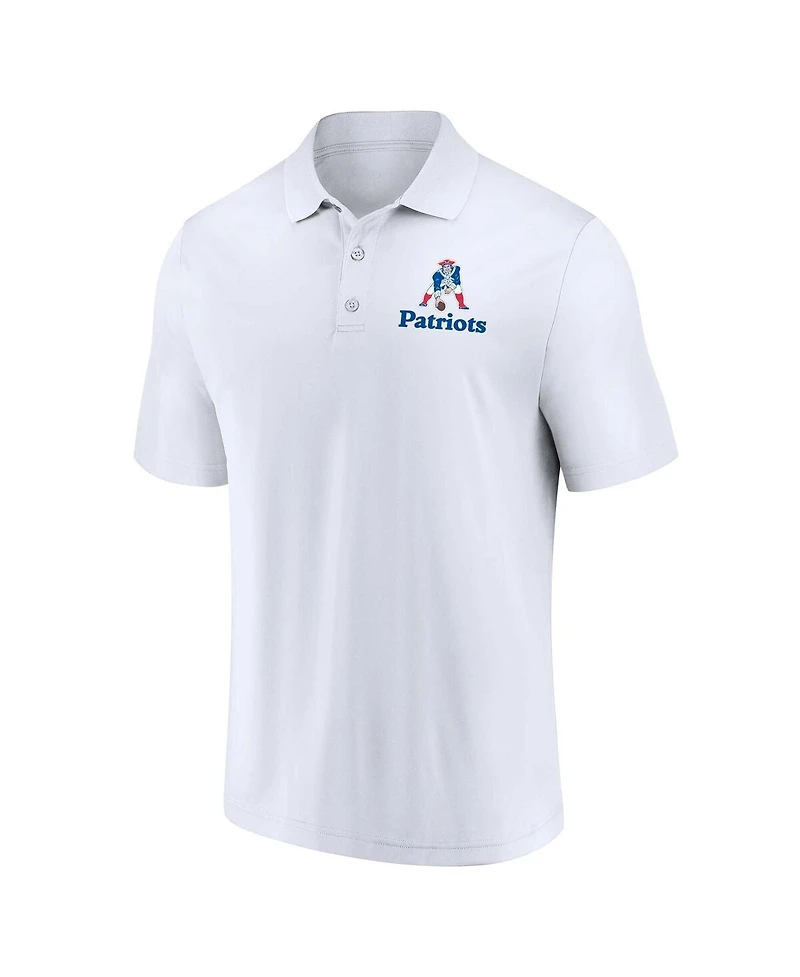 Men's Fanatics White, Royal Distressed New England Patriots Throwback Two-Pack Polo Shirt Set