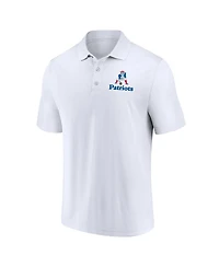 Men's Fanatics White, Royal Distressed New England Patriots Throwback Two-Pack Polo Shirt Set