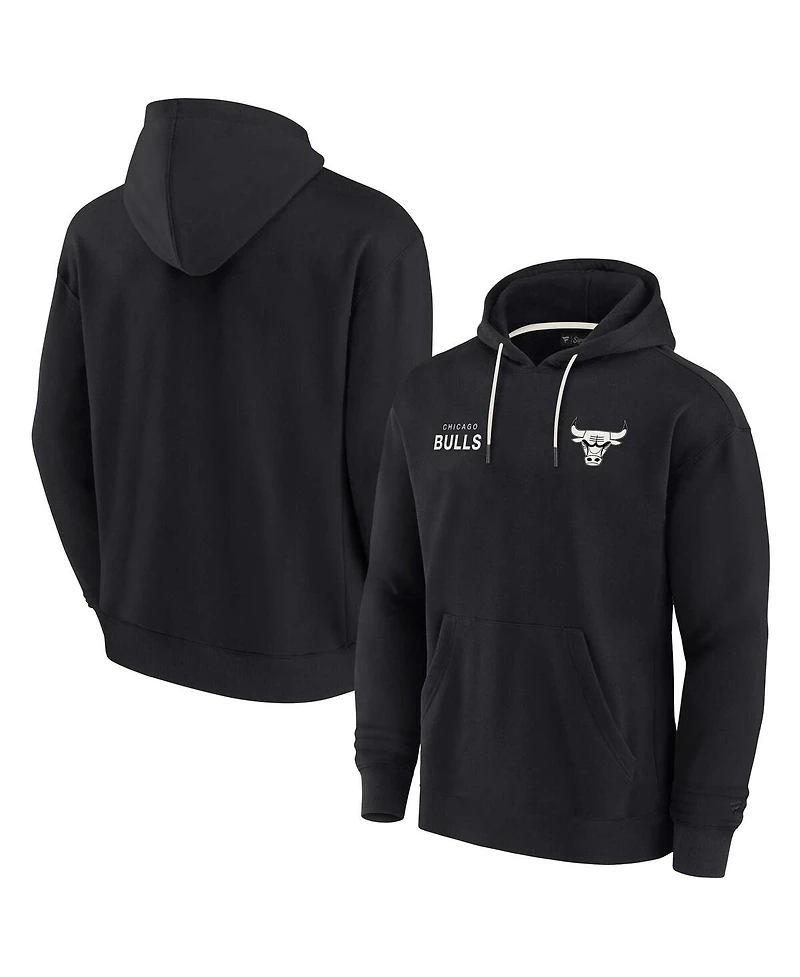Men's and Women's Fanatics Signature Black Chicago Bulls Super Soft Fleece Pullover Hoodie