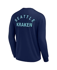 Men's and Women's Fanatics Signature Deep Sea Blue Seattle Kraken Super Soft Long Sleeve T-shirt