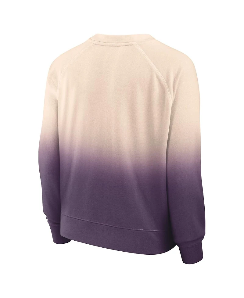 Women's Fanatics Tan, Purple Distressed Phoenix Suns Lounge Arch Raglan Pullover Sweatshirt