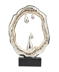 Rosemary Lane Aluminum Abstract Metallic Melting Drip Collection Sculpture with Marble Base