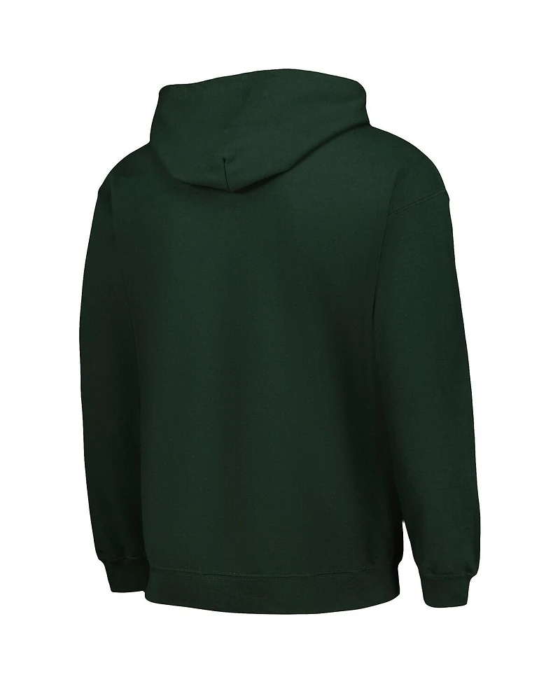 Men's Starter Green Distressed Bay Packers Domestic Post Season Full-Zip Hoodie