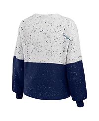 Women's Wear by Erin Andrews White, Navy Tennessee Titans Color-Block Pullover Sweater