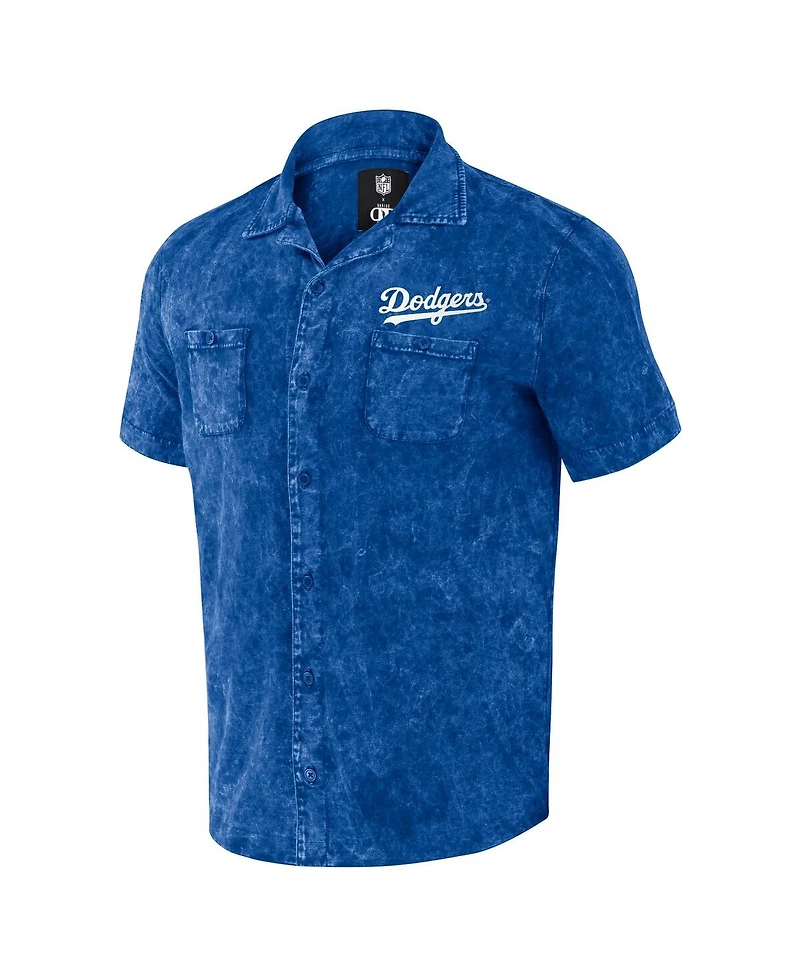 Men's Darius Rucker Collection by Fanatics Royal Distressed Los Angeles Dodgers Denim Team Color Button-Up Shirt