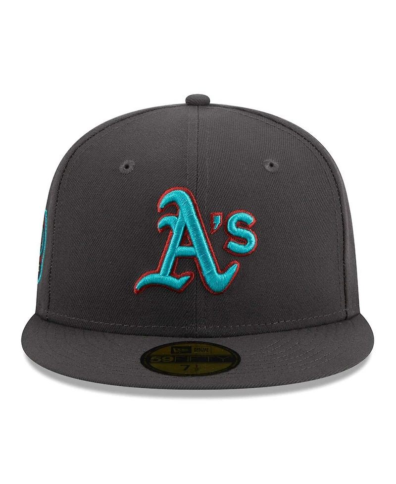 Men's New Era Graphite Oakland Athletics Print Undervisor 59FIFTY Fitted Hat