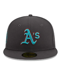 Men's New Era Graphite Oakland Athletics Print Undervisor 59FIFTY Fitted Hat
