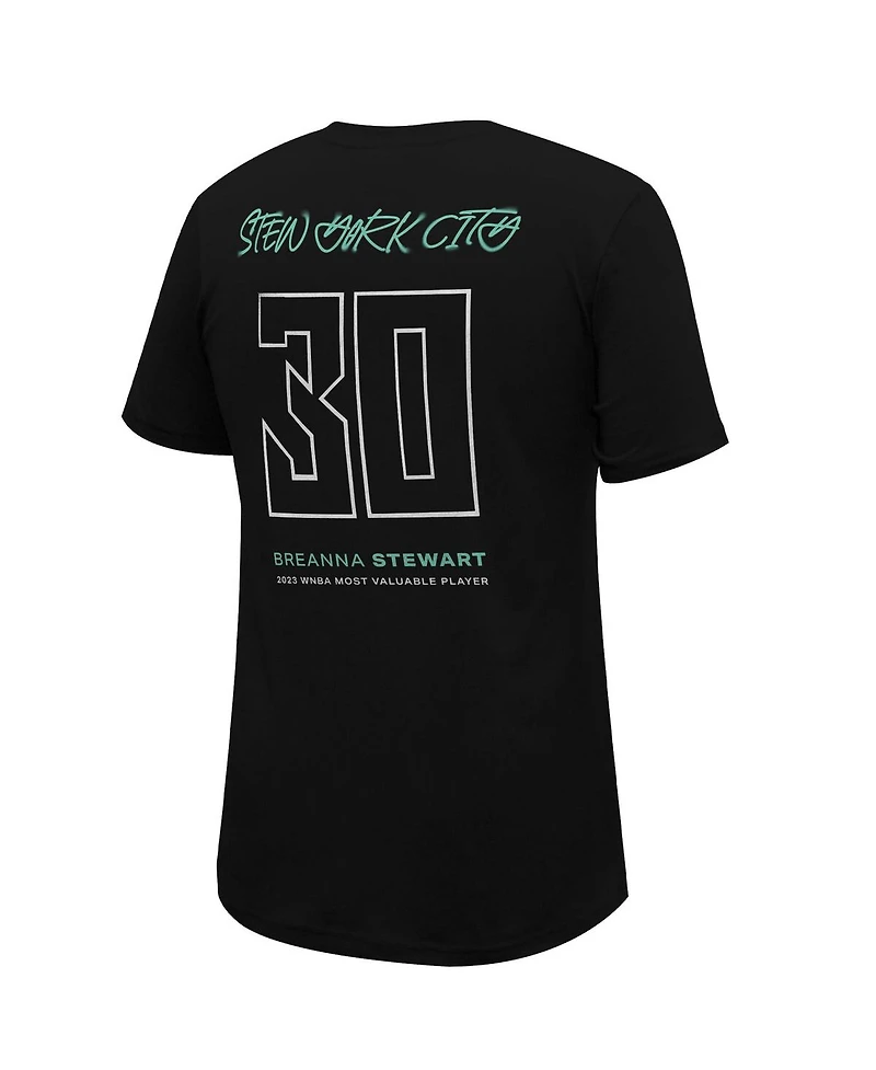 Men's and Women's Stadium Essentials Breanna Stewart Black New York Liberty 2023 Wnba Mvp Player T-shirt
