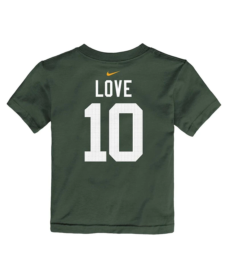 Toddler Boys and Girls Nike Jordan Love Green Bay Packers Player Name Number T-shirt