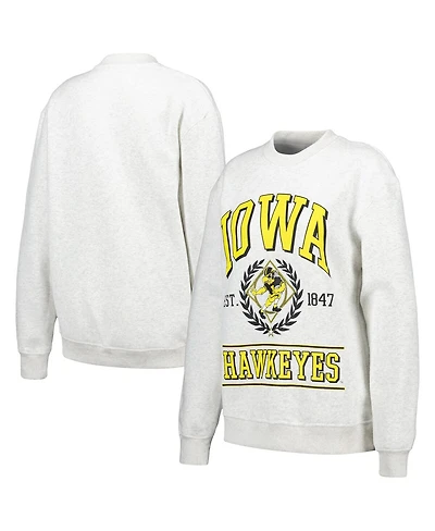 Women's Established & Co. Ash Iowa Hawkeyes Logo Pullover Sweatshirt